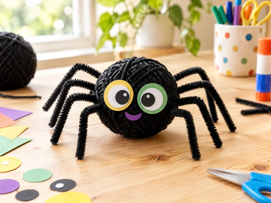 Yarn spider craft for kids