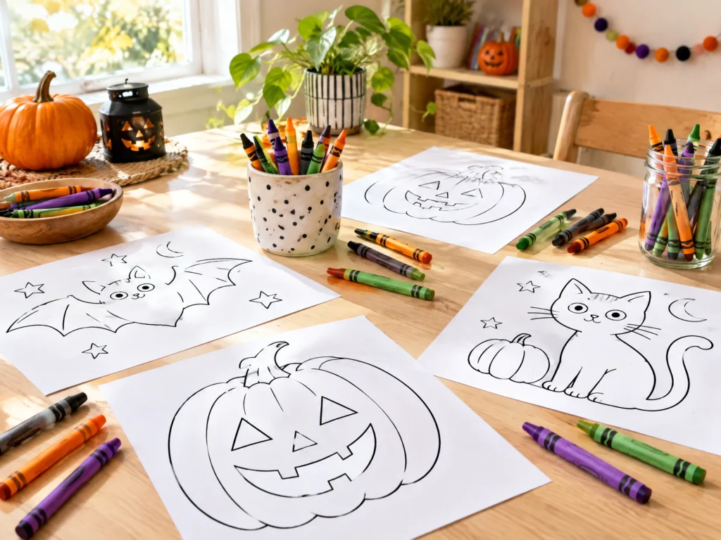 Halloween coloring station